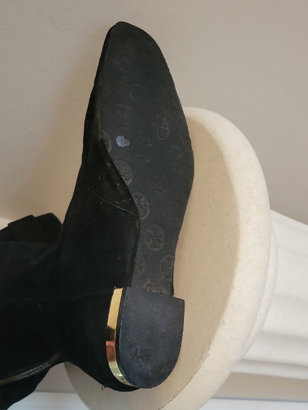 Tory Burch Uma Black Suede Logo Boots size 9 - Picture 7 of 9